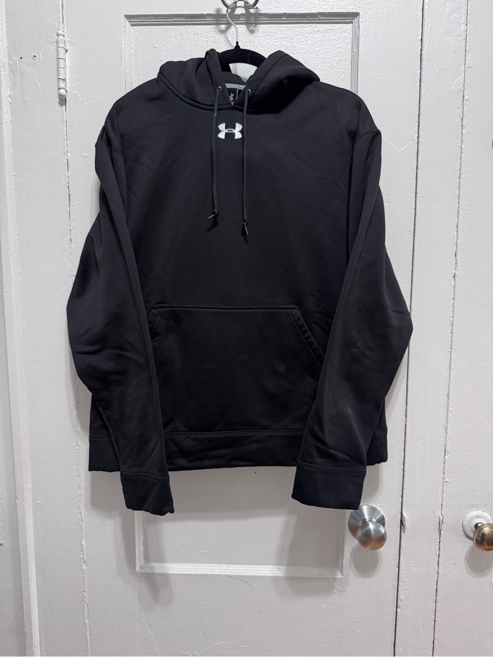 Under Armour Men’s Black Pullover Hoodie with White Logo